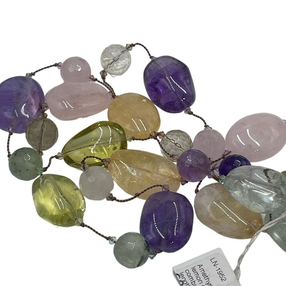 Margo Morrison GREEN, PURPLE AMETHYST, CITRINE, LEMON QUARTZ, Necklace New Other - Picture 3 of 16